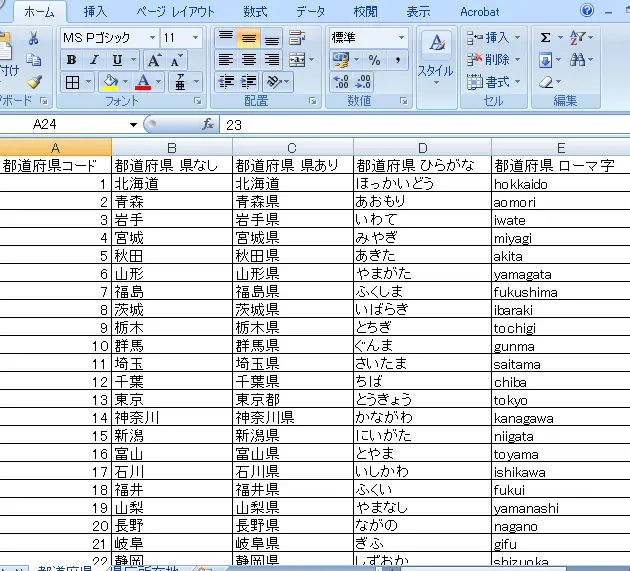 Excelで都道府県一覧を作成:リスト管理 11